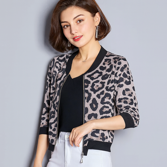 Ángela - Chaqueta bomber con estampado de leopardo