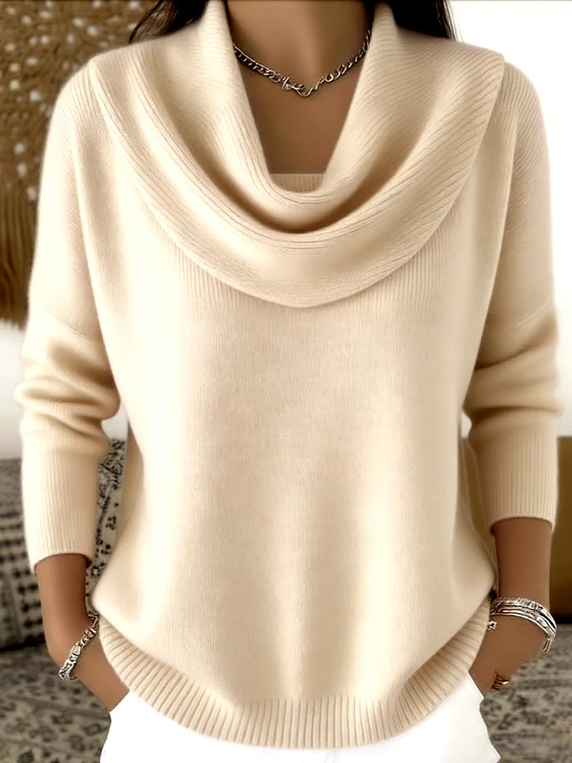 Julieta | Jersey con cuello drapeado
