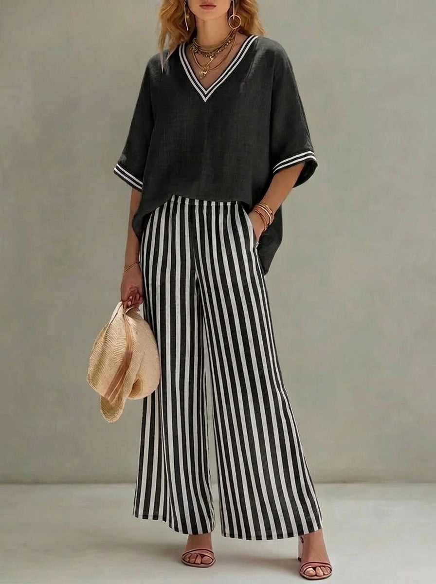 Amalia | Conjunto de rayas elegante y casual