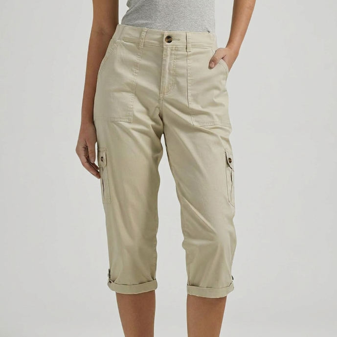 Carla - Pantalón cargo capri con bolsillos