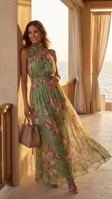 Livia | Vestido maxi elegante de estampado floral