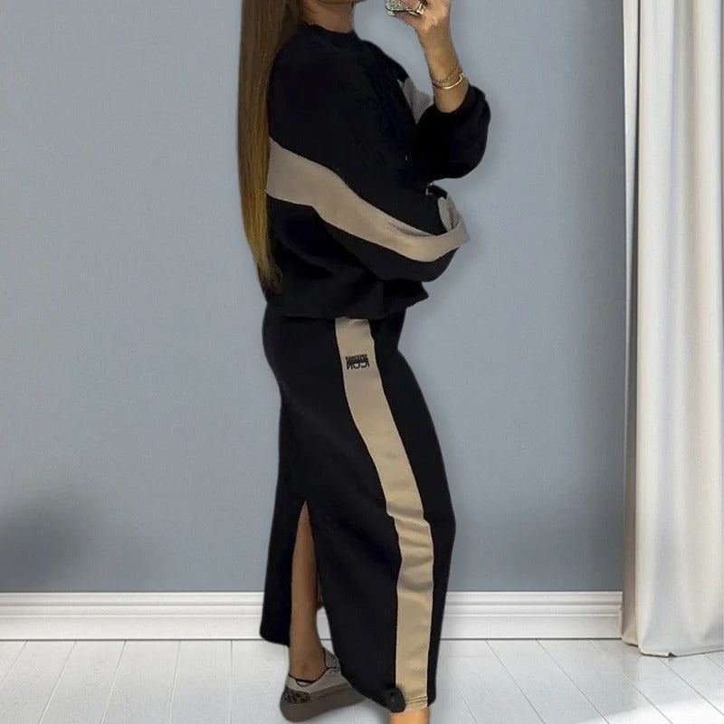 Adriana - Conjunto holgado con manga larga y falda con abertura