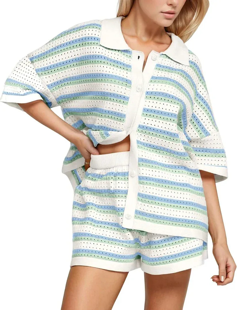 Lina – Conjunto a Rayas Ligero para Verano