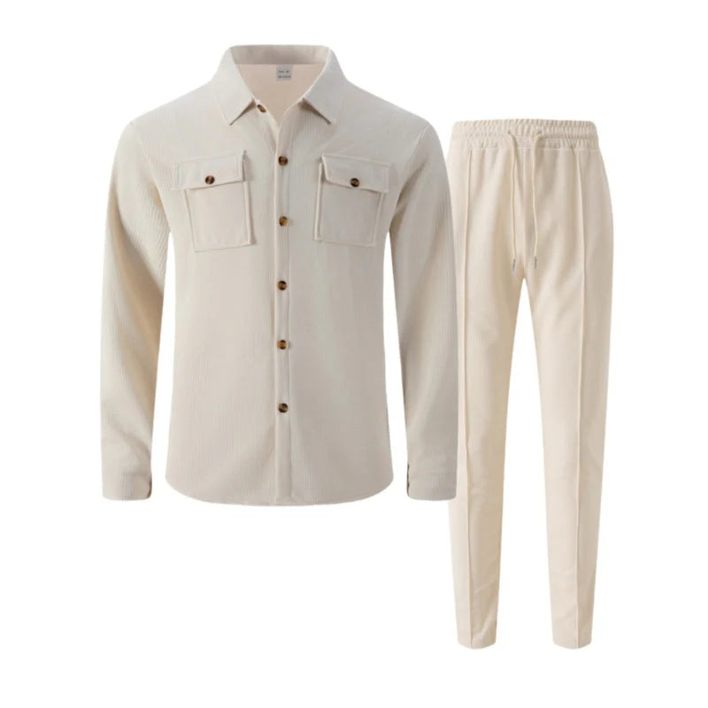 Iván – Conjunto de chaqueta abotonada y pantalón waffle