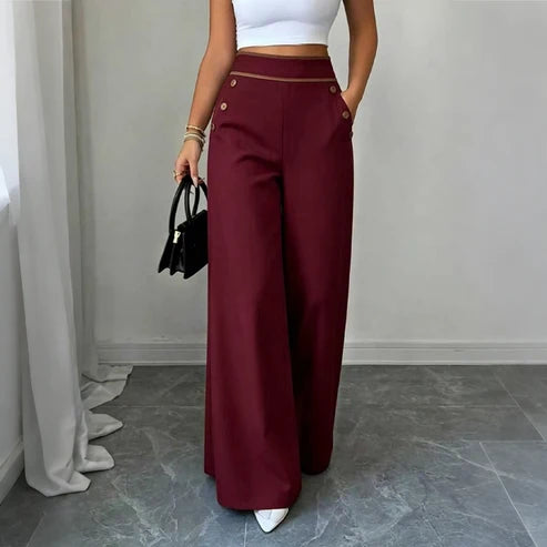 Elena - Pantalón de cintura alta con detalles en contraste