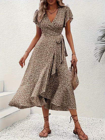Marta | Vestido floral cruzado con escote en V