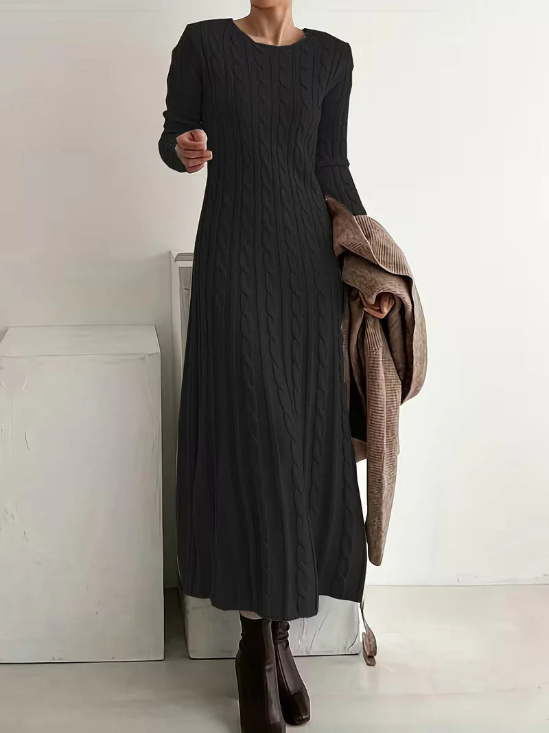 Jimena - Vestido largo de punto trenzado elegante