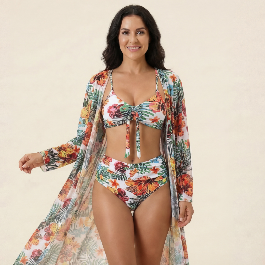 Samoa – Bikini Tropical con Kimono a Juego