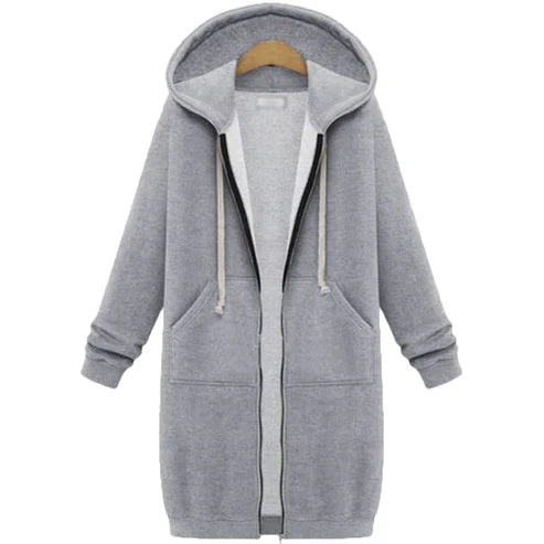 Mariona – Sudadera larga con capucha y cremallera