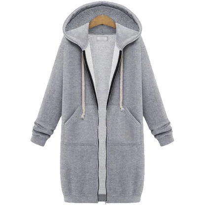 Mariona – Sudadera larga con capucha y cremallera