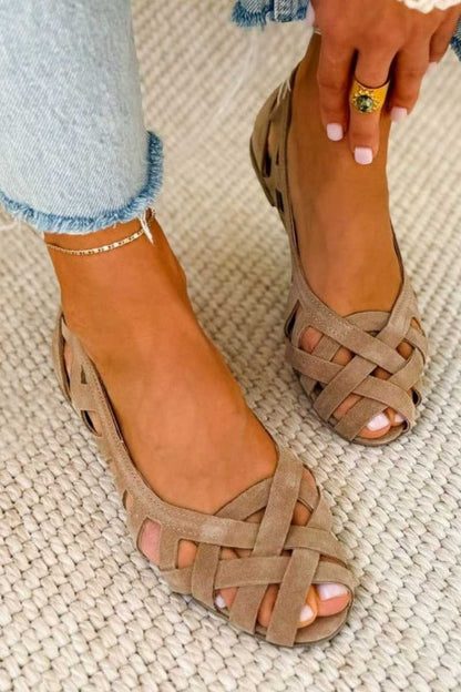 Nina - Sandalias planas con puntera abierta y tejido trenzado