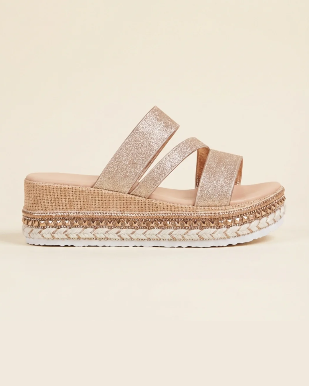 Sabela - Sandalias doradas de cuña elegantes