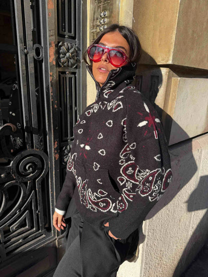 Aitana – Jersey de punto con cuello alto y cremallera