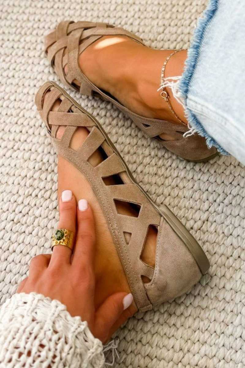 Nina - Sandalias planas con puntera abierta y tejido trenzado