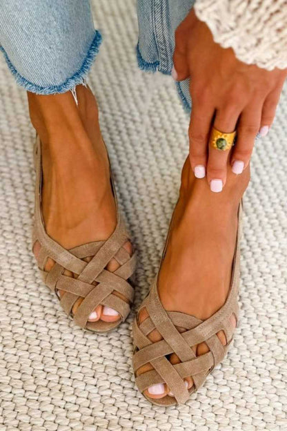 Nina - Sandalias planas con puntera abierta y tejido trenzado