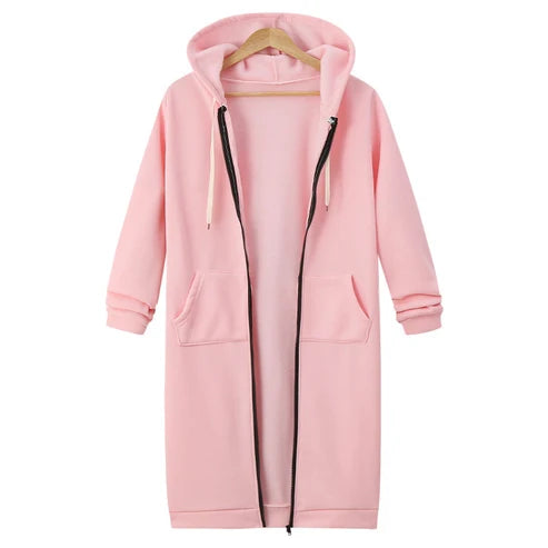 Mariona – Sudadera larga con capucha y cremallera