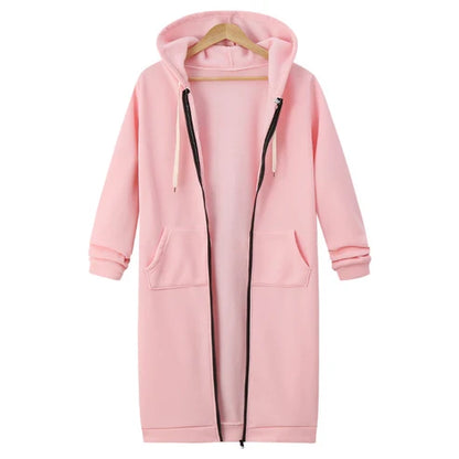 Mariona – Sudadera larga con capucha y cremallera