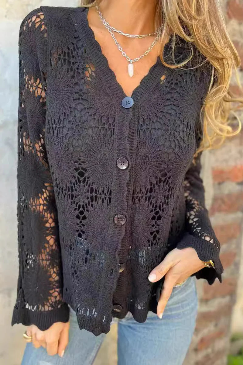 Isabela - Cardigan de encaje con cuello en V