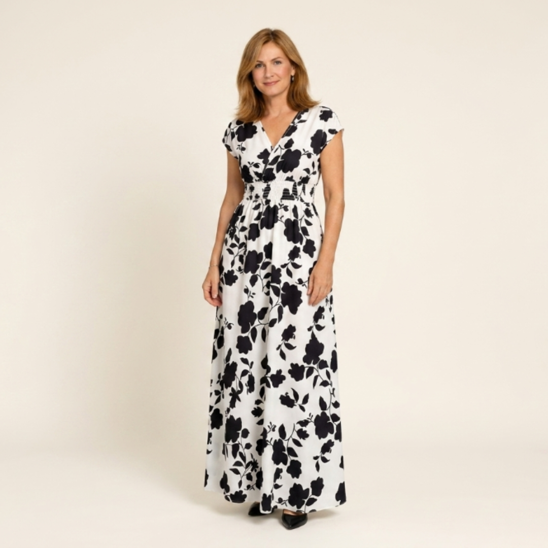 Clara - Vestido floral largo con escote en V