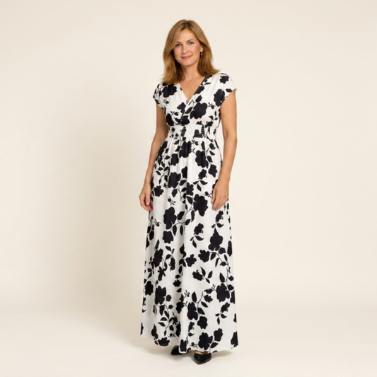 Clara - Vestido floral largo con escote en V