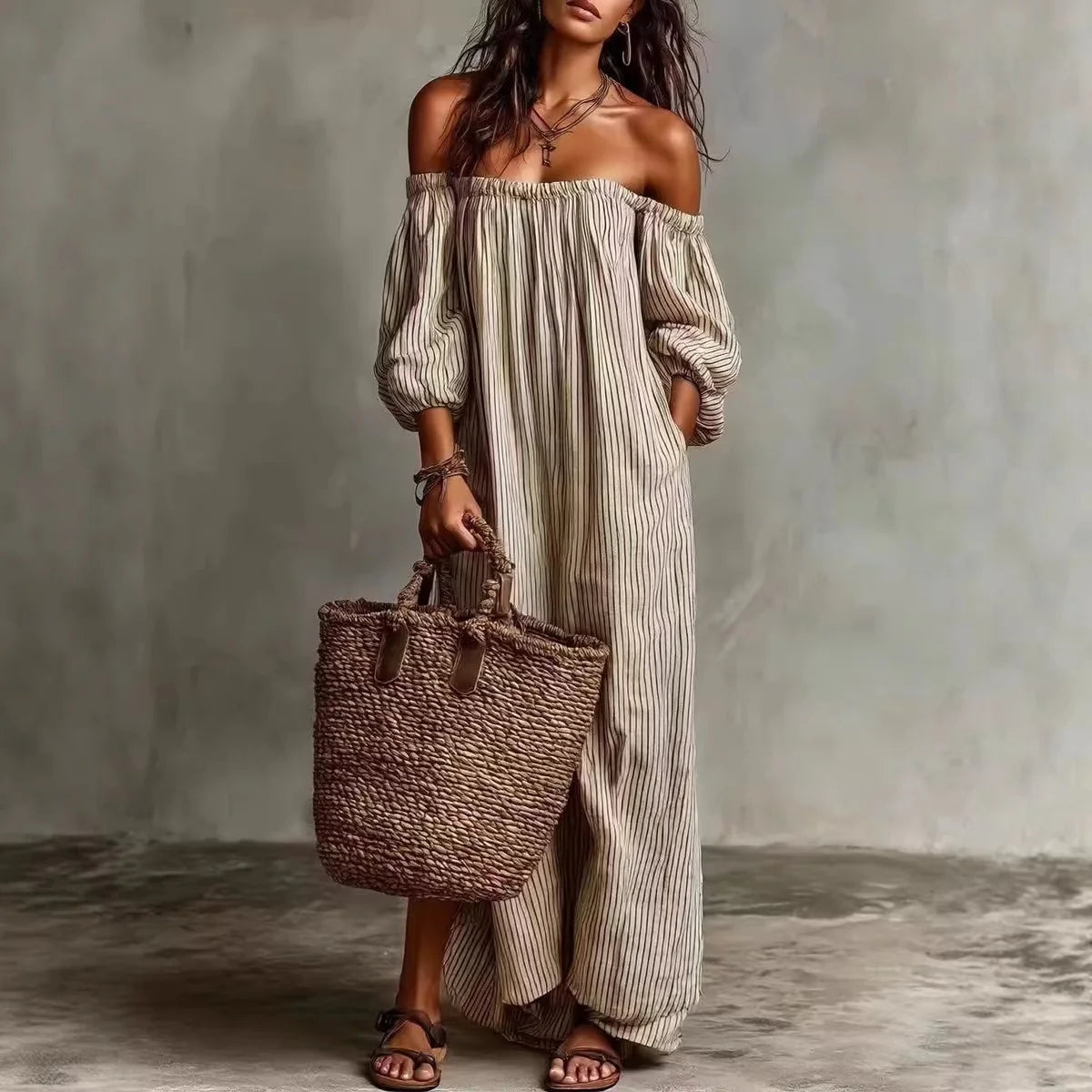 Nadia - Vestido bohemio de hombros descubiertos