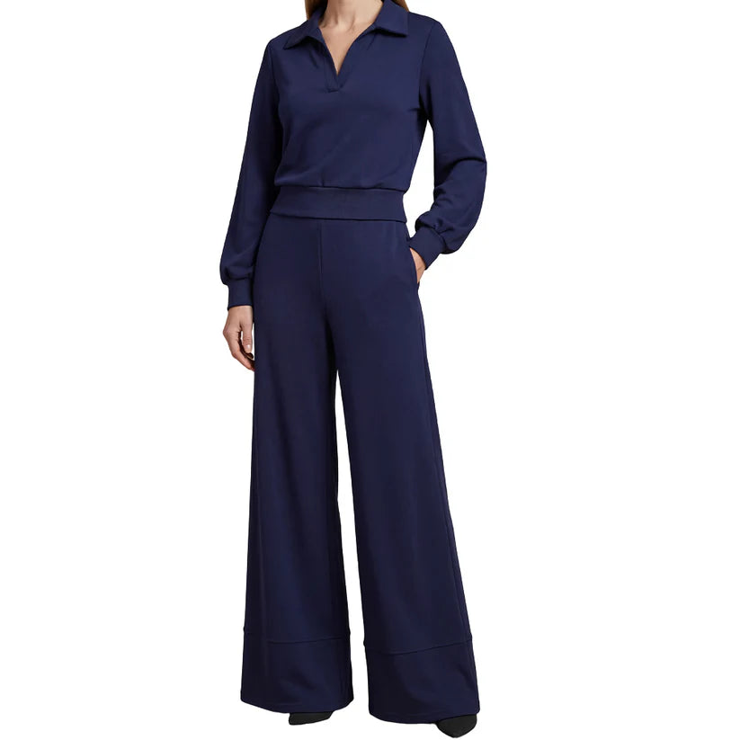 Aitana – Conjunto de top con solapa y pantalón ancho