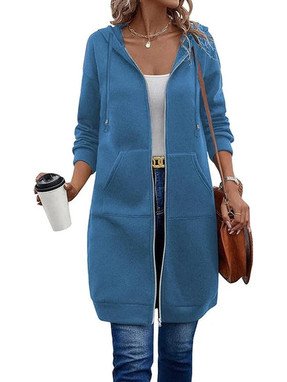 Mariona – Sudadera larga con capucha y cremallera