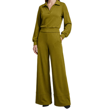 Aitana – Conjunto de top con solapa y pantalón ancho