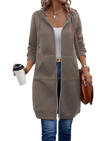 Mariona – Sudadera larga con capucha y cremallera