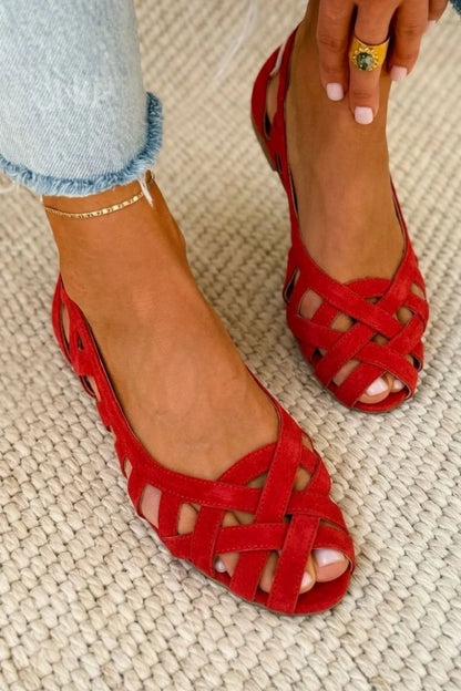 Nina - Sandalias planas con puntera abierta y tejido trenzado