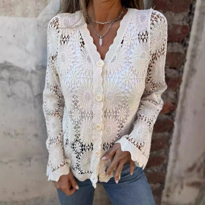 Isabela - Cardigan de encaje con cuello en V