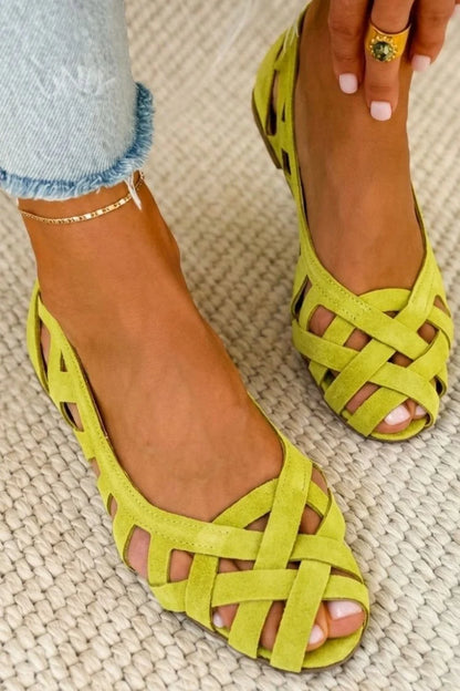 Nina - Sandalias planas con puntera abierta y tejido trenzado