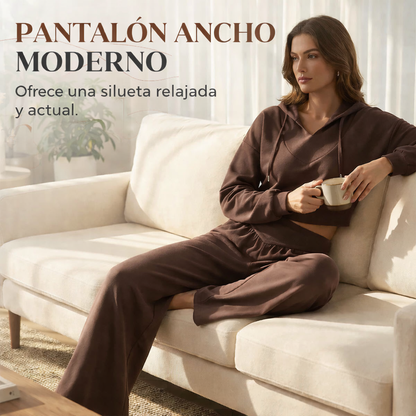 Valeria - Conjunto de sudadera corta y pantalón ancho