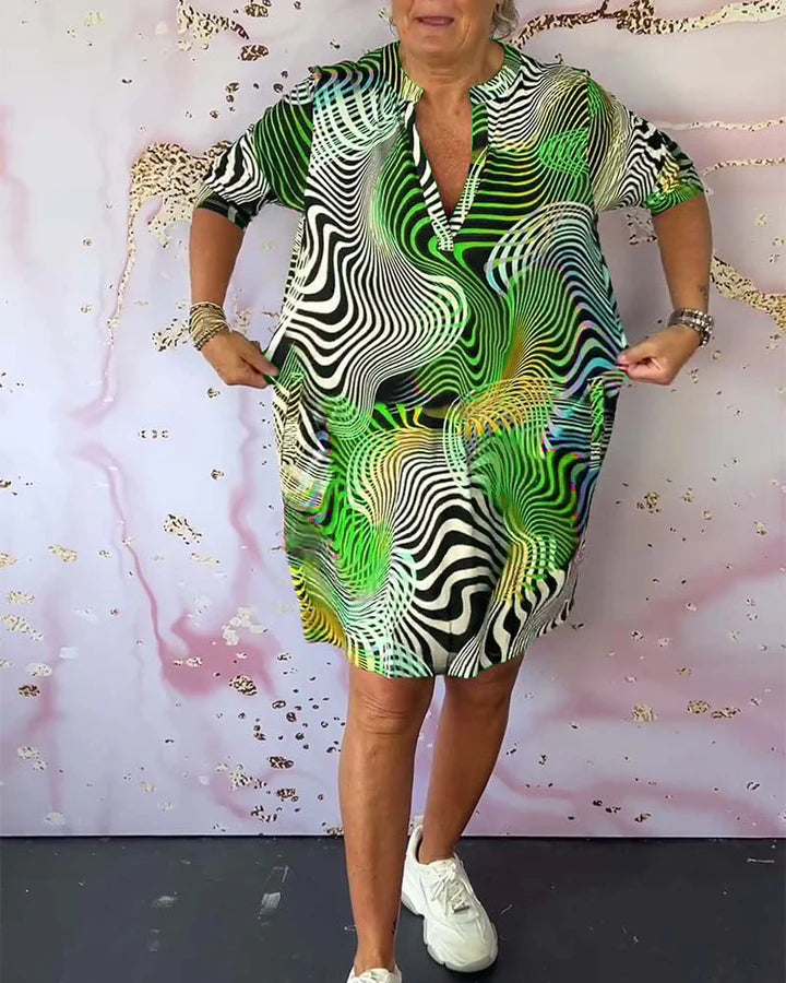 Ria - Vestido colorido con cuello en V