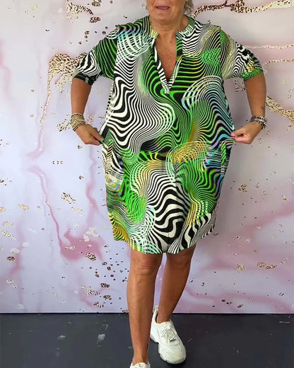 Ria - Vestido colorido con cuello en V