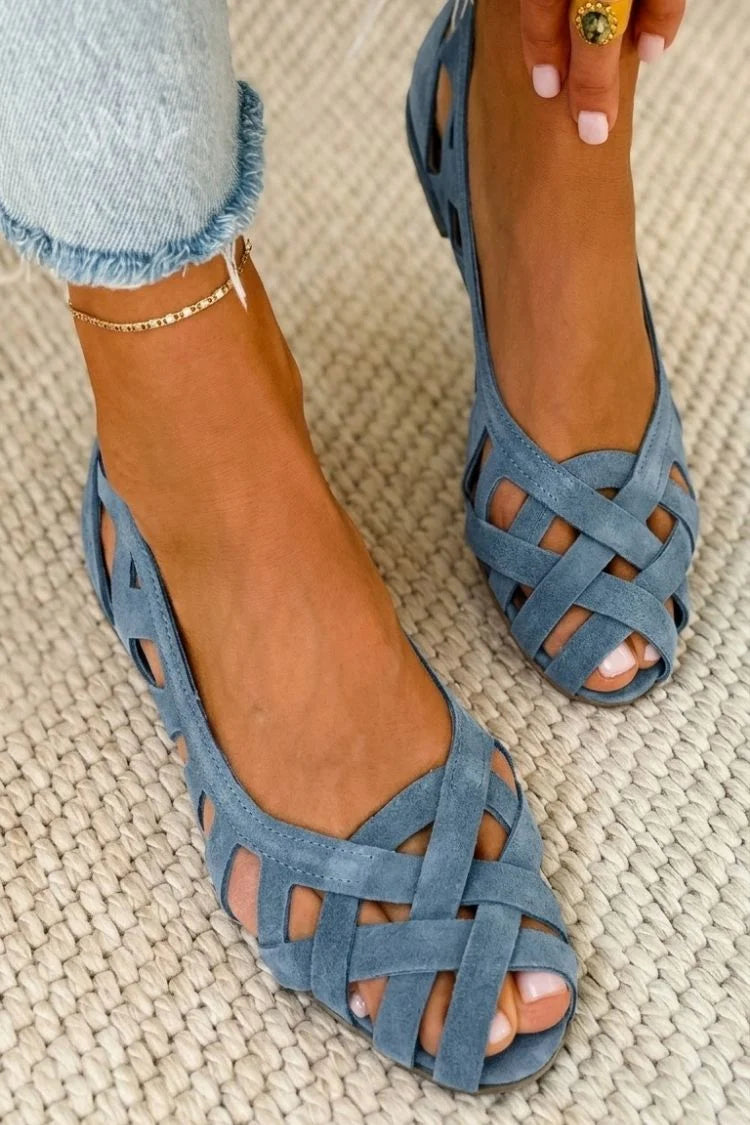 Nina - Sandalias planas con puntera abierta y tejido trenzado