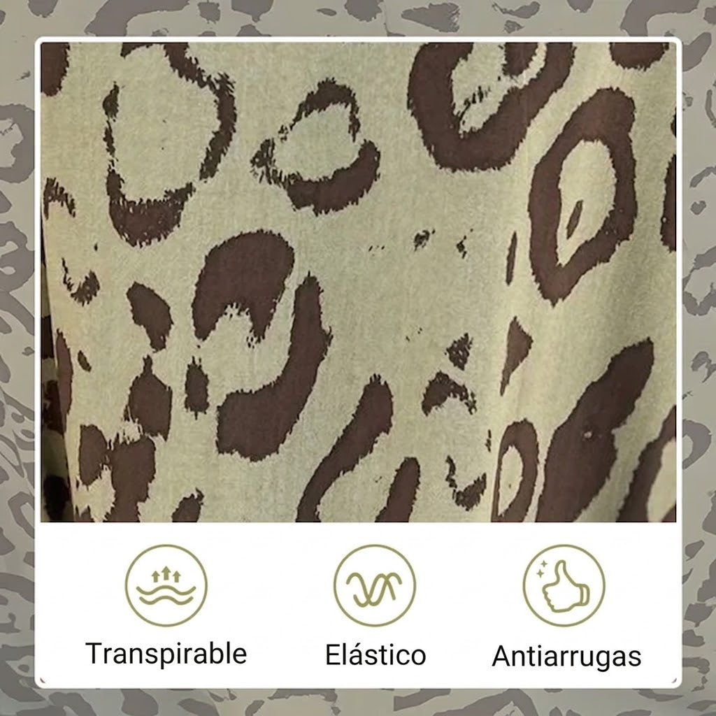 Amanda - Vestido Safari Chic con estampado de leopardo