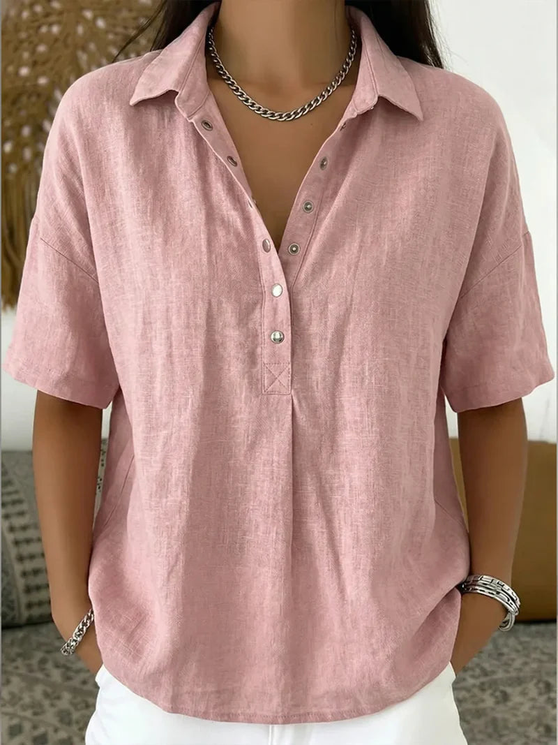 Teresa - Blusa con cuello y detalle de botones