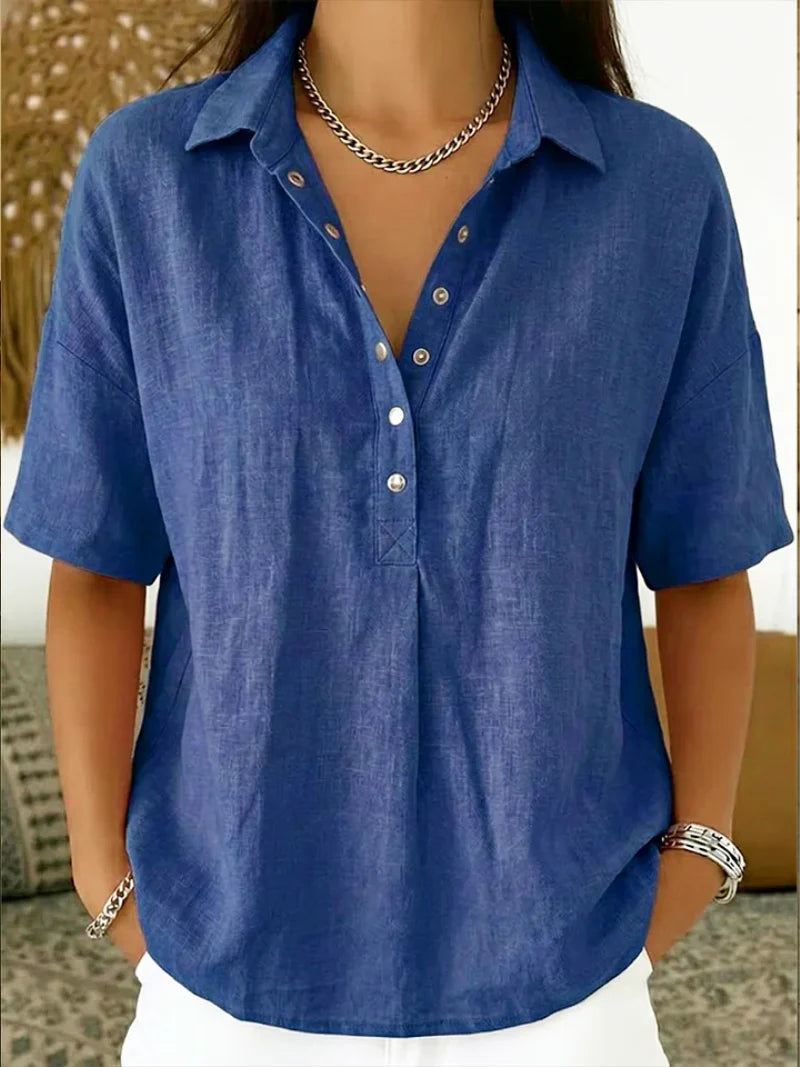 Teresa - Blusa con cuello y detalle de botones