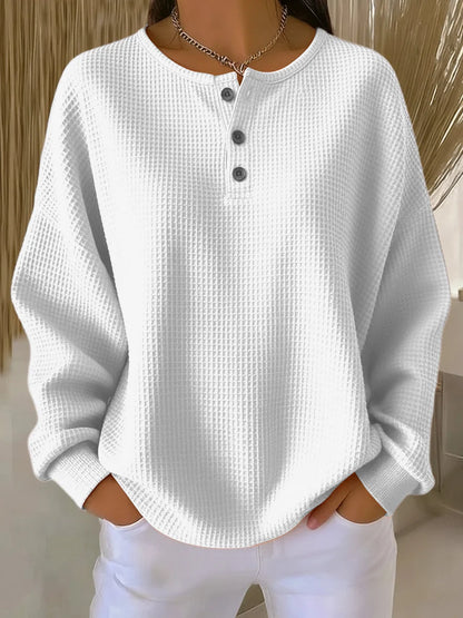 Mirabel | Sudadera Henley de tejido de panal