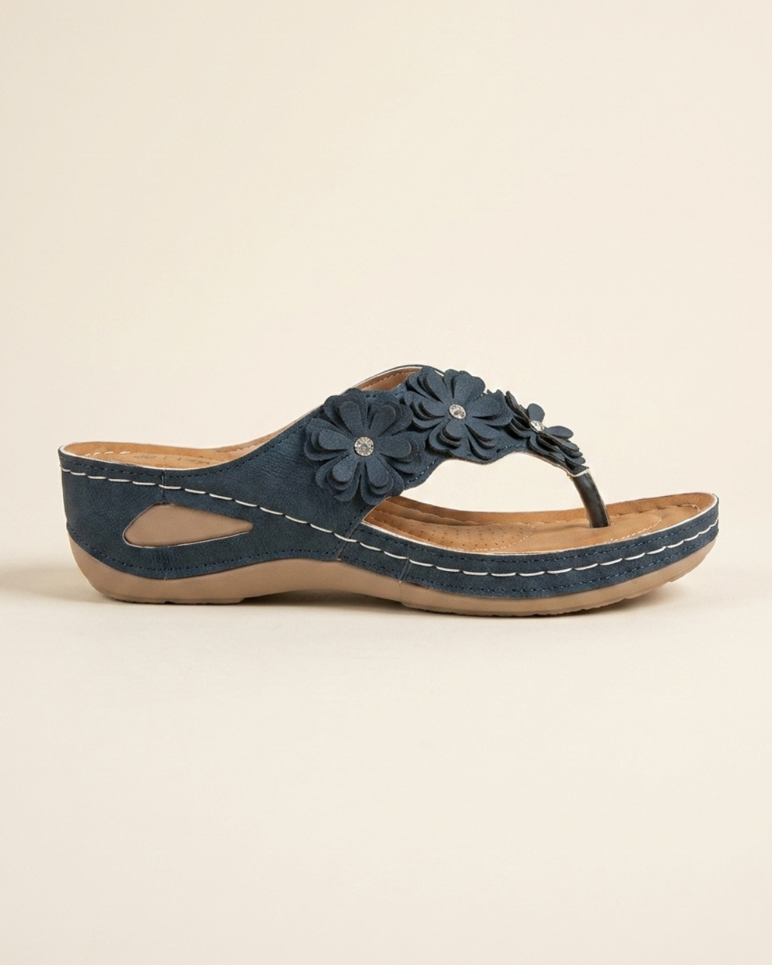 Bruna - Sandalias de tiras con cuña floral