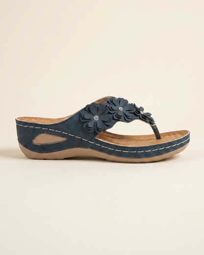 Bruna - Sandalias de tiras con cuña floral
