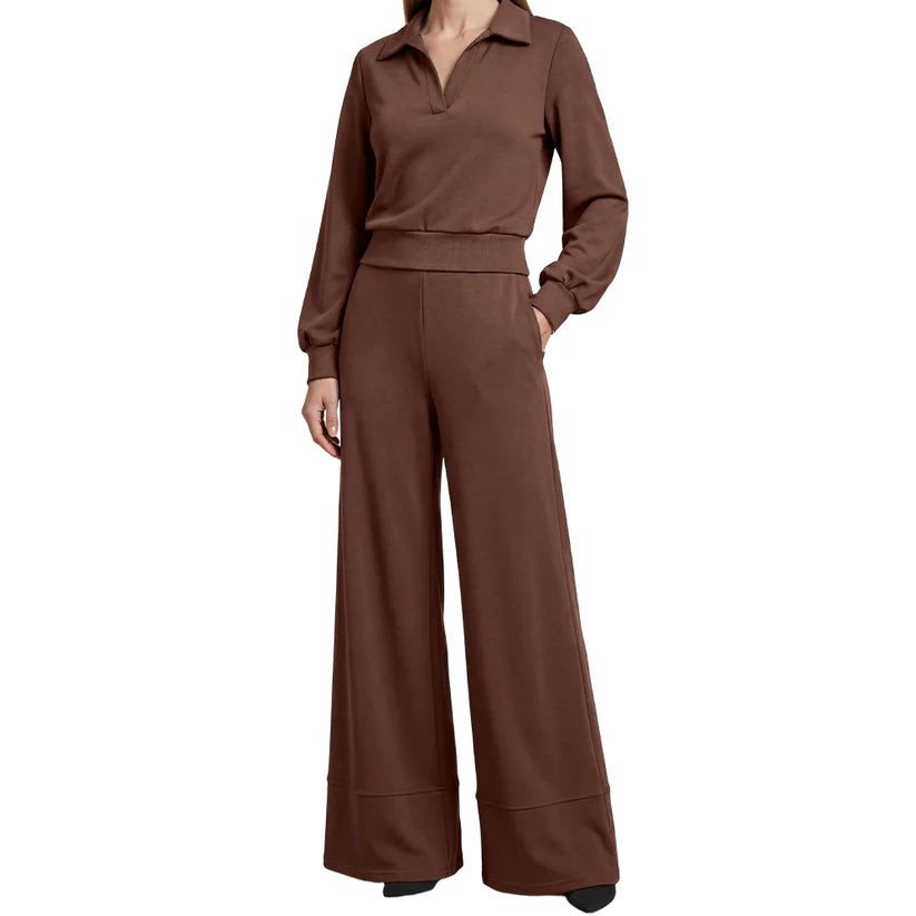 Aitana – Conjunto de top con solapa y pantalón ancho