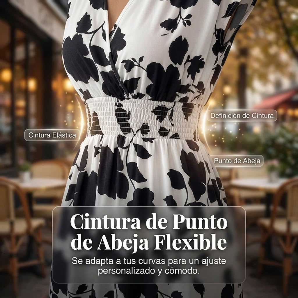 Clara - Vestido floral largo con escote en V
