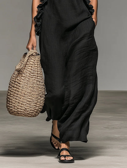 Lúa – Vestido maxi fluido con volantes