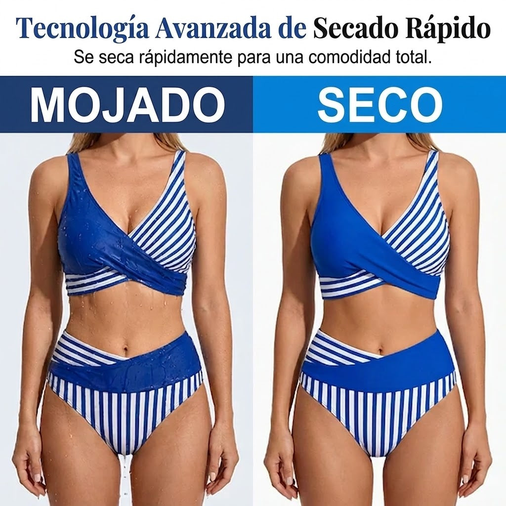 Valeria - Bikini de dos piezas con bloques de color y rayas
