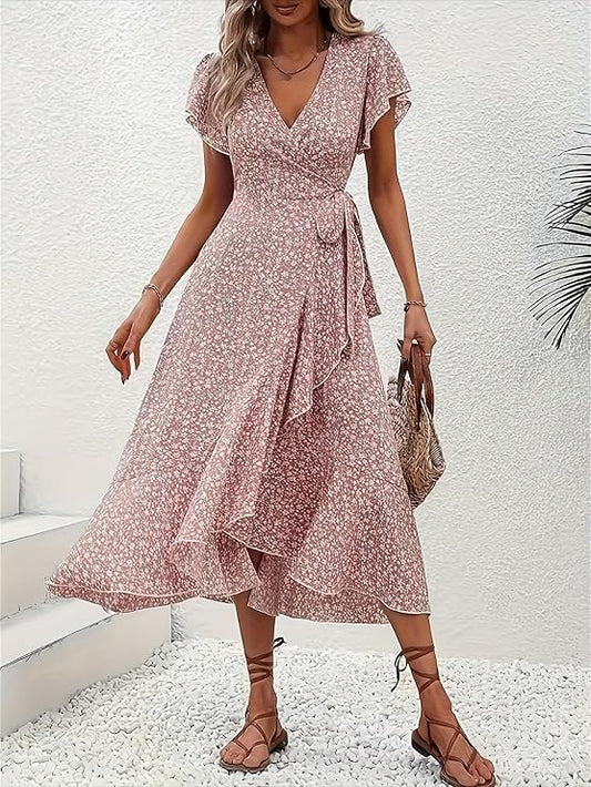 Marta | Vestido floral cruzado con escote en V