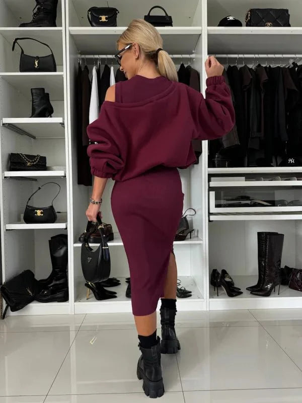 Camila - Conjunto de vestido sin mangas y jersey