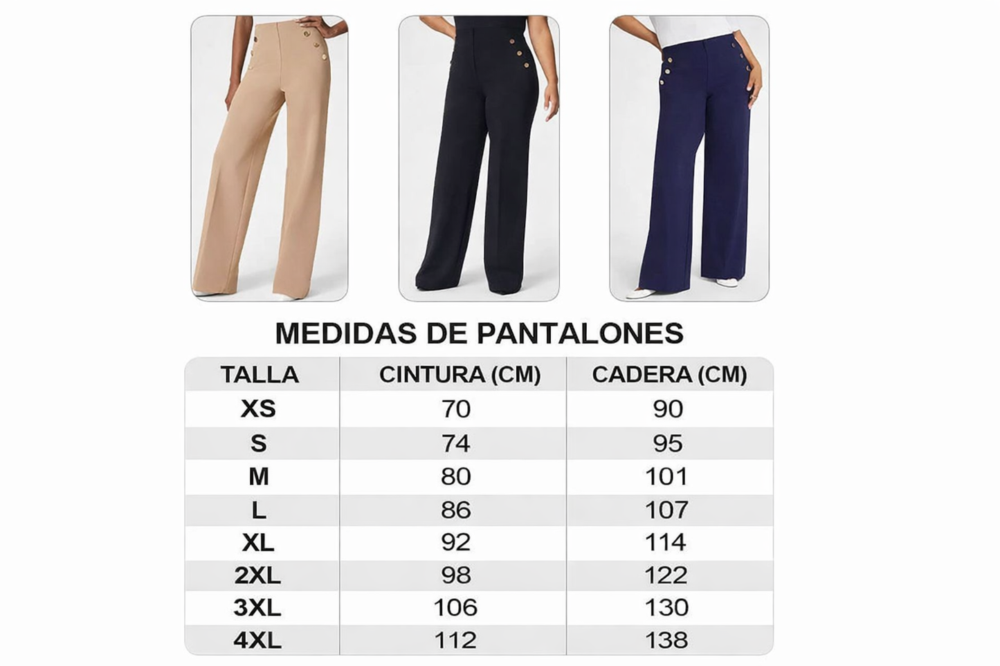 Mónica- Pantalón elástico de tiro alto y botones dorados