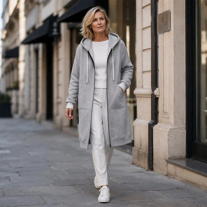Mariona – Sudadera larga con capucha y cremallera